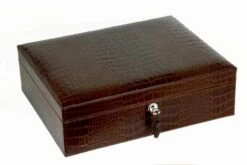 Brizard & Co Croco Pattern Airflow Humidor - Dark Brown -Elighters Shop brizard co croco pattern tobacco airflow humidor 93