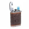 Brizard & Co. Gatsby Genuine Caiman Tobacco And Orange Leather Triple Torch Flame Table Lighter 2 Brizard & Co. Gatsby Genuine Caiman Tobacco And Orange Leather Triple Torch Flame Table Lighter -Elighters Shop brizard co gatsby genuine brown caiman alligator and orange table lighter 30