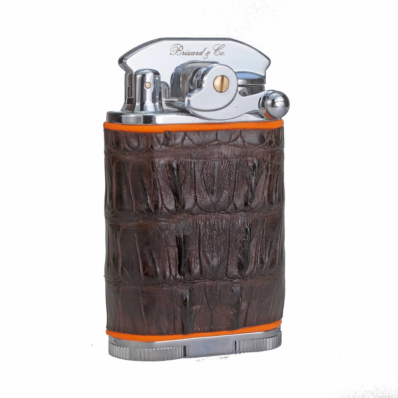 Brizard & Co. Gatsby Genuine Caiman Tobacco And Orange Leather Triple Torch Flame Table Lighter 4 Brizard & Co. Gatsby Genuine Caiman Tobacco And Orange Leather Triple Torch Flame Table Lighter - Image 2