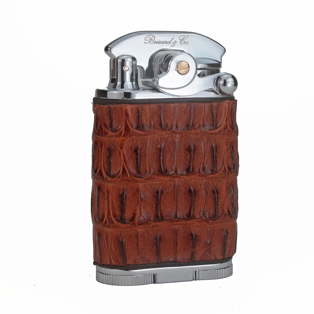 Brizard & Co. Gatsby Genuine Caiman Alligator Cognac Leather Triple Torch Flame Table Lighter 4 Brizard & Co. Gatsby Genuine Caiman Alligator Cognac Leather Triple Torch Flame Table Lighter - Image 2