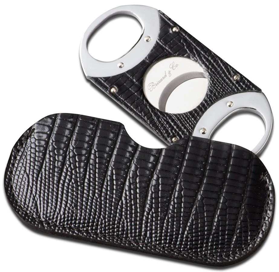 Brizard Lizard Pattern Black Leather Cigar Cutter - Made In USA 3 Brizard Lizard Pattern Black Leather Cigar Cutter - Made In USA