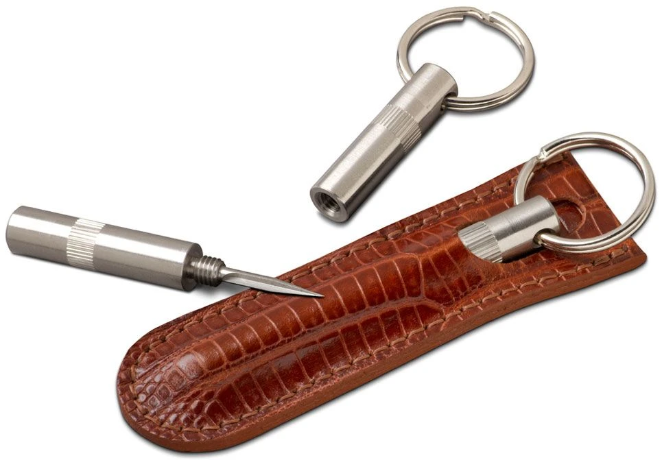 Brizard Trilogy Cigar Punch With Lizard Pattern Havana Leather Pouch - Made In USA 3 Brizard Trilogy Cigar Punch With Lizard Pattern Havana Leather Pouch - Made In USA