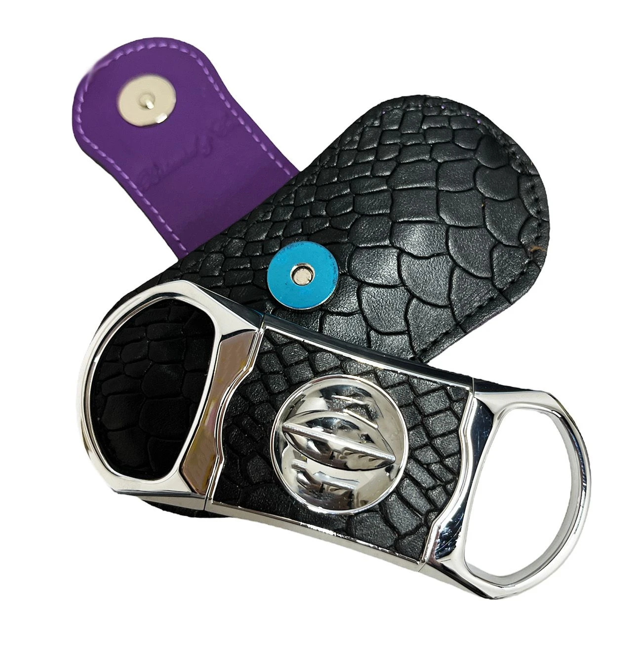 Brizard & Co. V Cutter With Pouch - Python And Royal Purple 3 Brizard & Co. V Cutter With Pouch - Python And Royal Purple