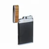 Brizard & Co. Zebrawood And Black Leather Two Tone Sottile Single Torch Flame Lighter