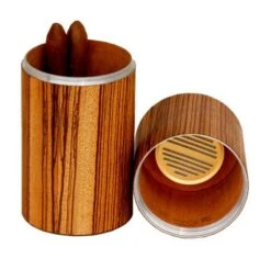 Brizard Cylinder Desktop Humidor Exotic Zebrawood - Made In The USA