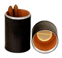 Brizard Cylinder Desktop Humidor Lizard Pattern Black - Made In The USA