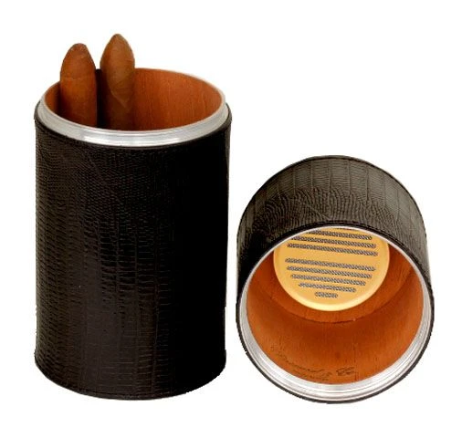 Brizard Cylinder Desktop Humidor Lizard Pattern Black - Made In The USA 3 Brizard Cylinder Desktop Humidor Lizard Pattern Black - Made In The USA
