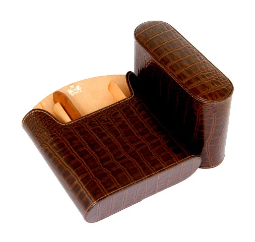Brizard Travel Humidor Croco Pattern Tobacco - Made In The USA 3 Brizard Travel Humidor Croco Pattern Tobacco - Made In The USA