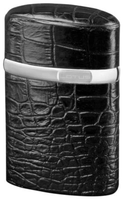 Brizard Triple Jet Croco Pattern Black Lotus Torch Table Lighter