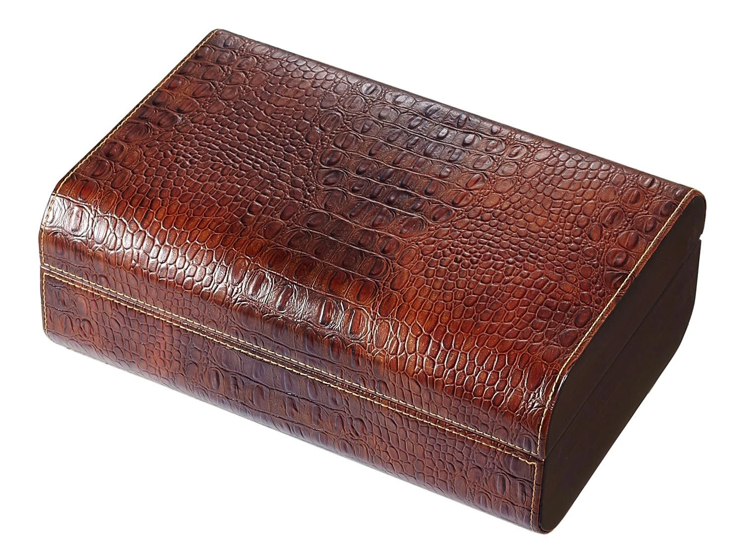 Brown Crocodile Leather Cigar Humidor - Holds 25 Cigars 7 Brown Crocodile Leather Cigar Humidor - Holds 25 Cigars - Image 5