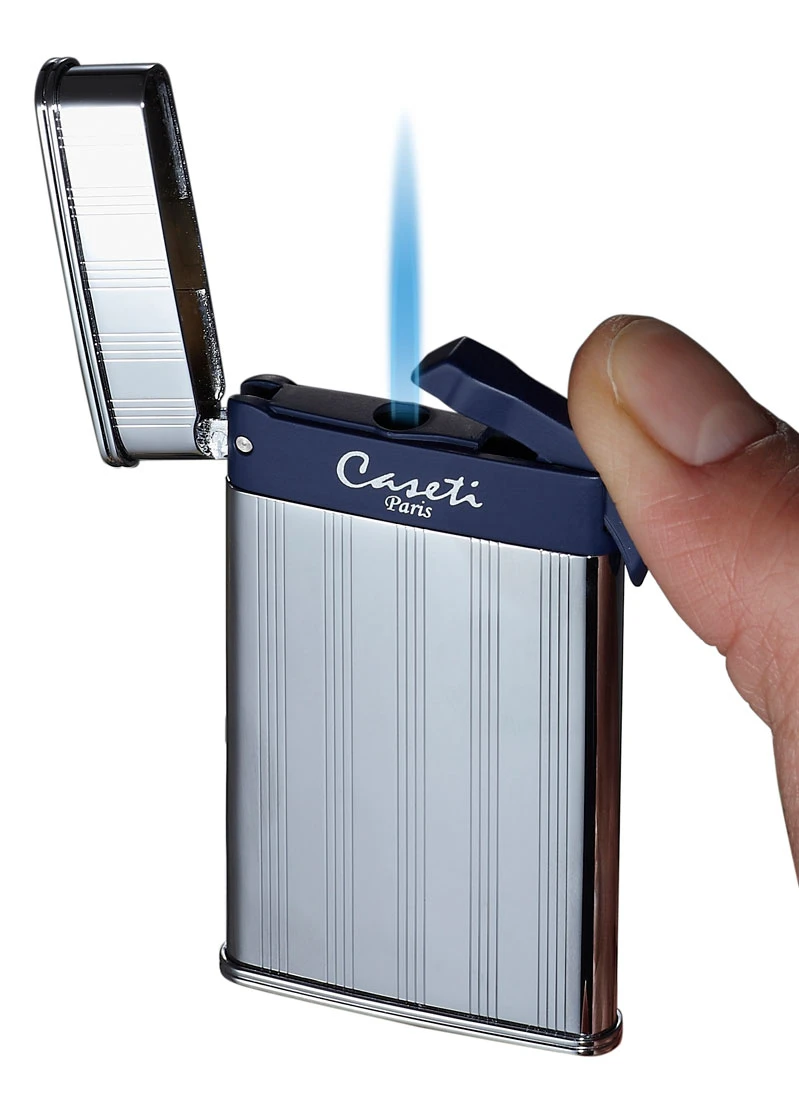 Caseti Flaco Ultra-thin Silver Vertical Line Single Torch Flame Cigar Lighter 4 Caseti Flaco Ultra-thin Silver Vertical Line Single Torch Flame Cigar Lighter - Image 2