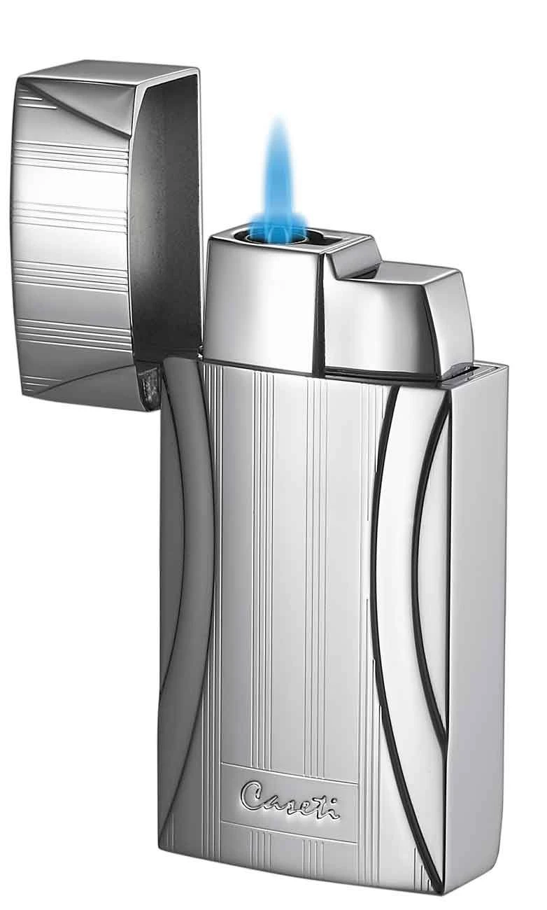 Caseti Naxos Single Jet Flame Cigar Lighter - Chrome Lines I 3 Caseti Naxos Single Jet Flame Cigar Lighter - Chrome Lines I