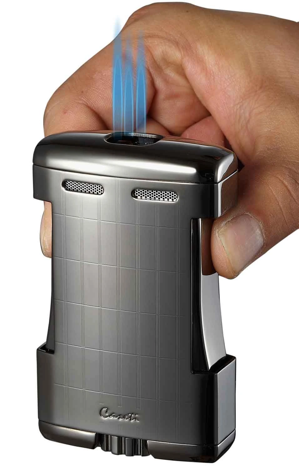Caseti Sparta Triple Jet Flame Cigar Table Lighter - Satin Gunmetal 4 Caseti Sparta Triple Jet Flame Cigar Table Lighter - Satin Gunmetal - Image 2