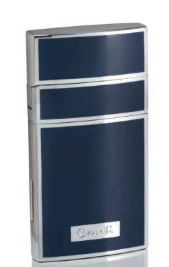 Caseti Troy Blue Lacquer Single Torch Flame Cigar Lighter