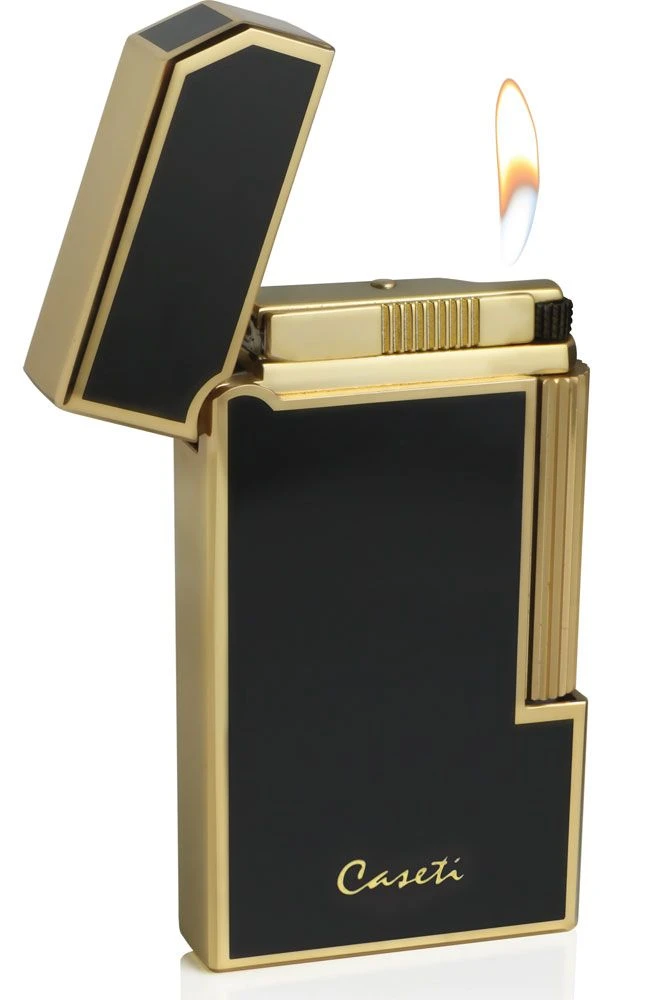 Caseti Windsor Gold Plating With Black Lacquer Flint Traditional Flame Lighter 4 Caseti Windsor Gold Plating With Black Lacquer Flint Traditional Flame Lighter - Image 2
