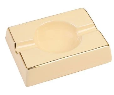 Cream With Gold Trim Ceramic Ashtray 3 Cream With Gold Trim Ceramic Ashtray