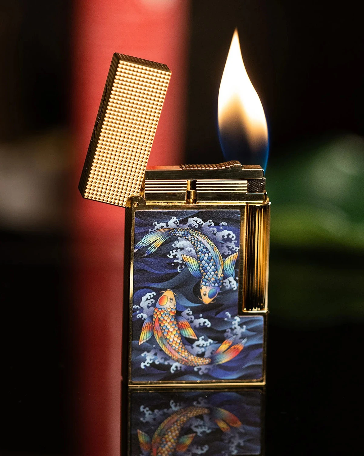 S.T. Dupont Line 2 Koi With Yellow Gold Flint Lighter 4 S.T. Dupont Line 2 Koi With Yellow Gold Flint Lighter - Image 2