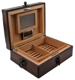 Small Hacienda Airflow Black Walnut Humidor - Holds 30-40 Cigars