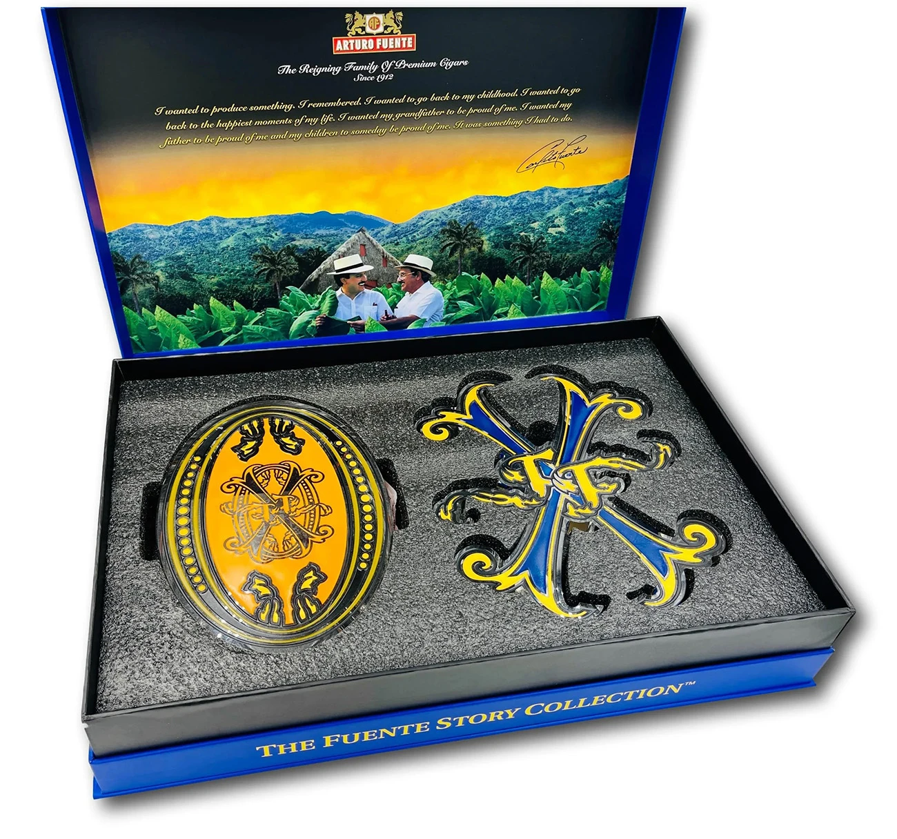 "The Fuente Story Collection" Opus X Blue Crystal Ashtray 3 "The Fuente Story Collection" Opus X Blue Crystal Ashtray
