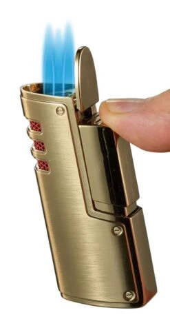 Visol Artdeco Brass Triple Torch Flame Cigar Lighter