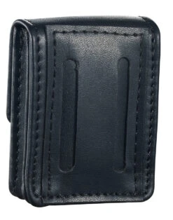 Black Leather Belted Square Lighter Pouch