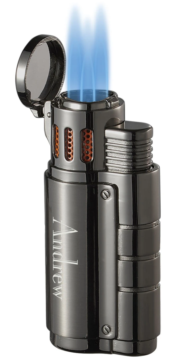 Visol Champ Gunmetal And Orange Triple Torch Cigar Lighter 3 Visol Champ Gunmetal And Orange Triple Torch Cigar Lighter
