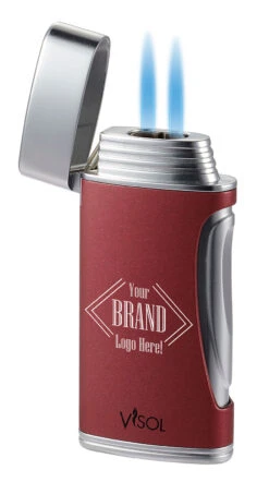 Visol DuoMatt Burgundy Double Flame Cigar Lighter
