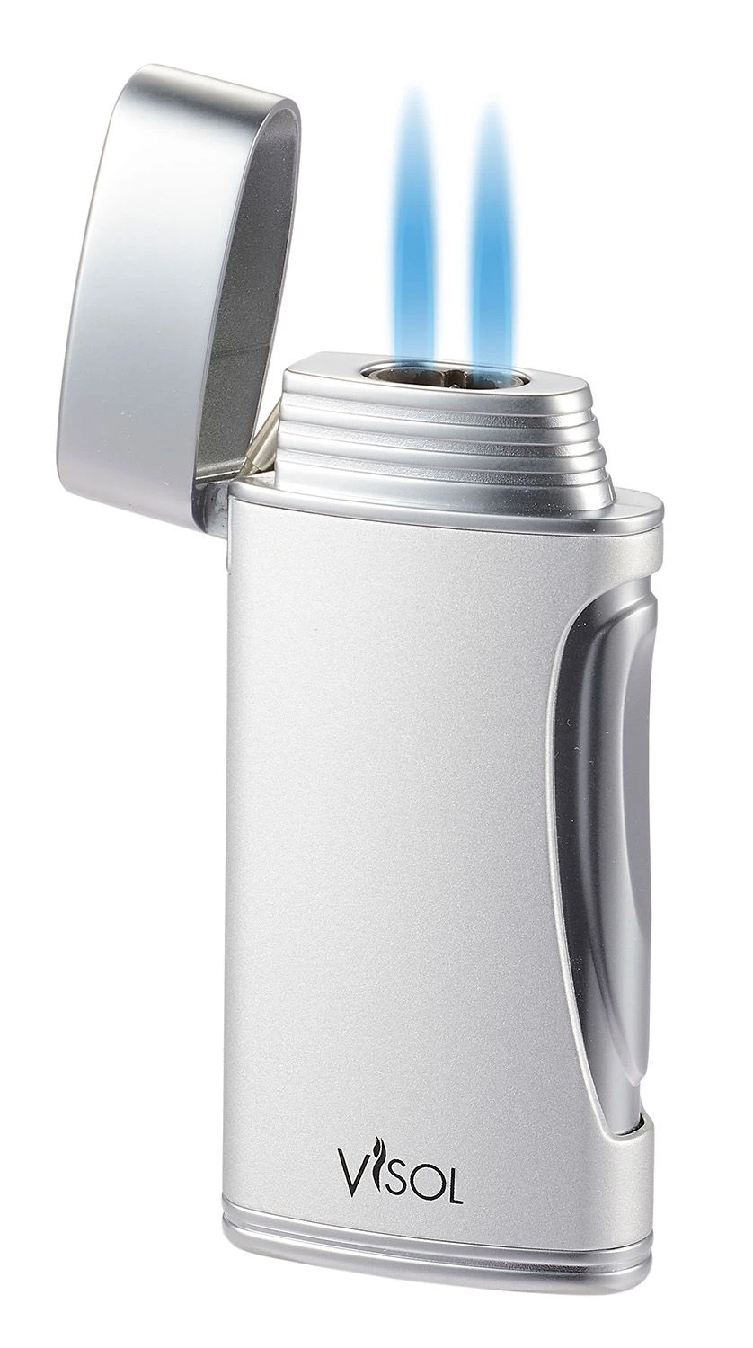 Visol DuoMatt Chrome Double Flame Cigar Lighter 4 Visol DuoMatt Chrome Double Flame Cigar Lighter - Image 2