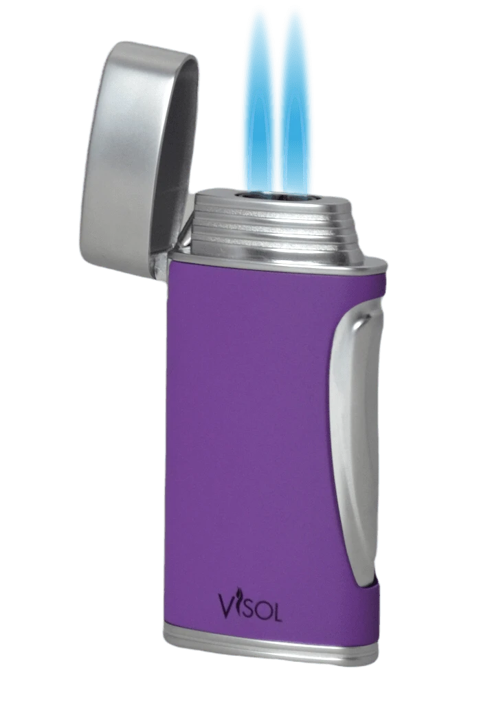Visol DuoMatt Purple Double Flame Cigar Lighter 4 Visol DuoMatt Purple Double Flame Cigar Lighter - Image 2