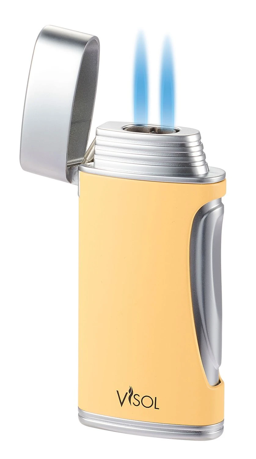 Visol DuoMatt Yellow Double Flame Cigar Lighter 3 Visol DuoMatt Yellow Double Flame Cigar Lighter