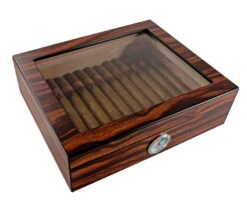 Visol Eiger Small Glasstop Humidor, Ashtray And Cutter Gift Set