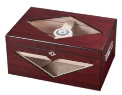 Visol Hudson Red Bubinga Glasstop Cigar Humidor - Up To 125 Cigars