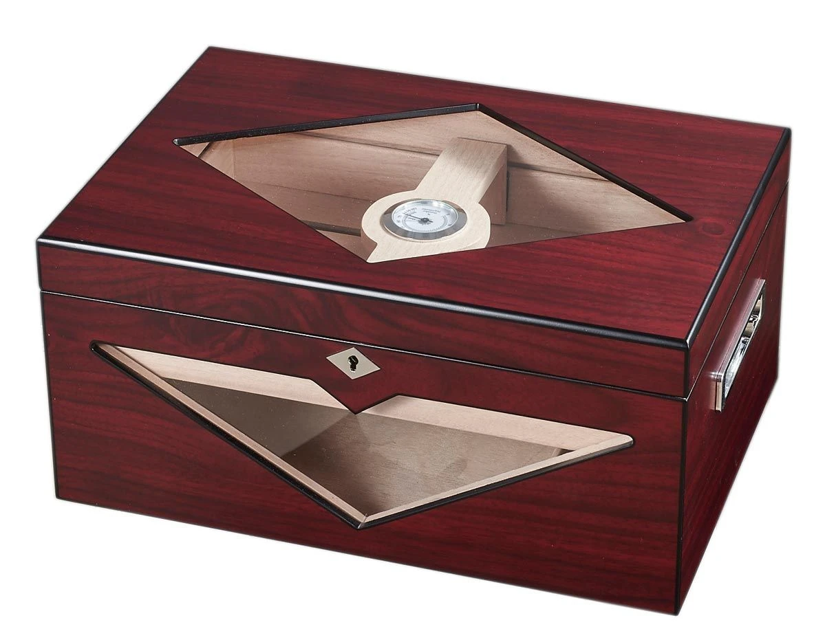 Visol Hudson Red Bubinga Glasstop Cigar Humidor - Up To 125 Cigars 3 Visol Hudson Red Bubinga Glasstop Cigar Humidor - Up To 125 Cigars