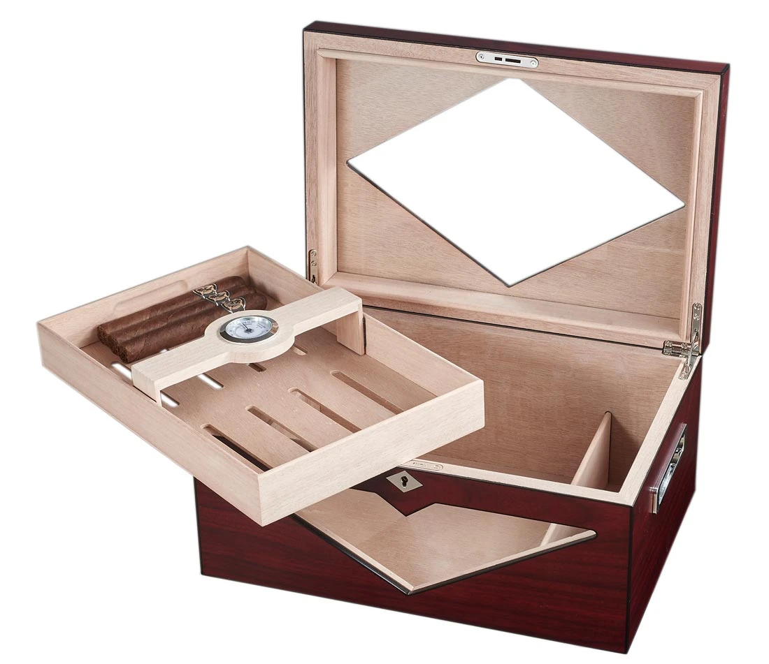 Visol Hudson Red Bubinga Glasstop Cigar Humidor - Up To 125 Cigars 4 Visol Hudson Red Bubinga Glasstop Cigar Humidor - Up To 125 Cigars - Image 2