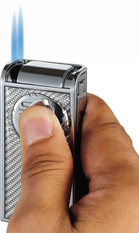 Visol Infinity Double Torch White Carbon Fiber Chrome Cigar Lighter 4 Visol Infinity Double Torch White Carbon Fiber Chrome Cigar Lighter - Image 2