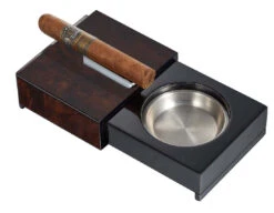 Elighters Shop -Elighters Shop visol loki sliding ashtray with removable ashtray and compartments burl wood 90