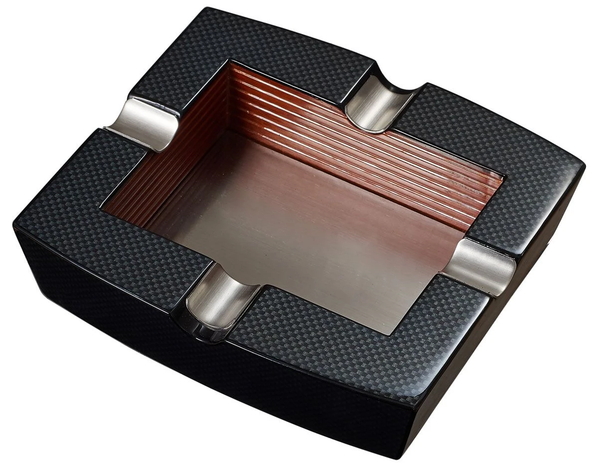 Visol Seine Carbon Fiber Patterned Square Wooden Cigar Ashtray 4 Visol Seine Carbon Fiber Patterned Square Wooden Cigar Ashtray - Image 2