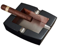 Visol Seine Carbon Fiber Patterned Square Wooden Cigar Ashtray