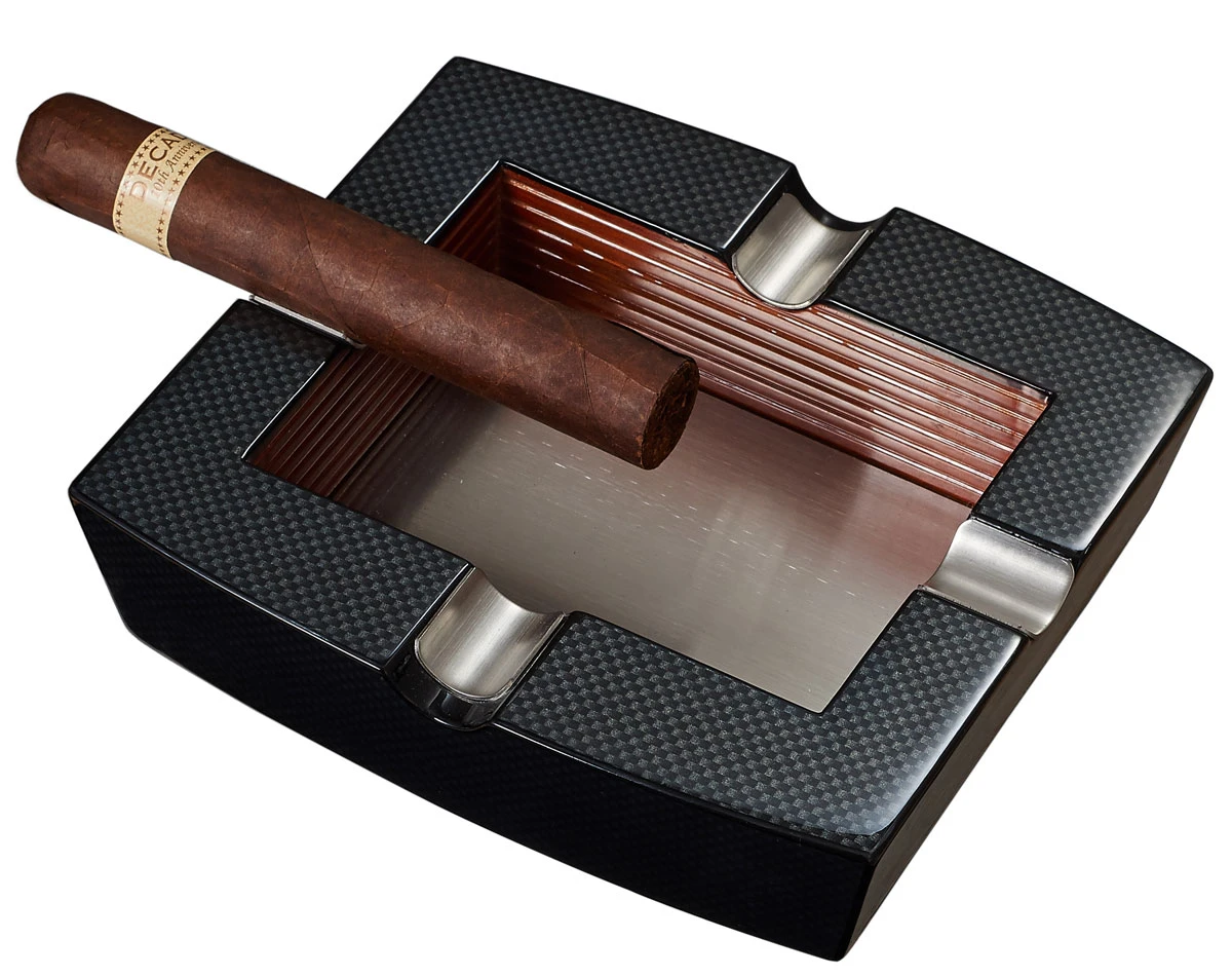 Visol Seine Carbon Fiber Patterned Square Wooden Cigar Ashtray 3 Visol Seine Carbon Fiber Patterned Square Wooden Cigar Ashtray