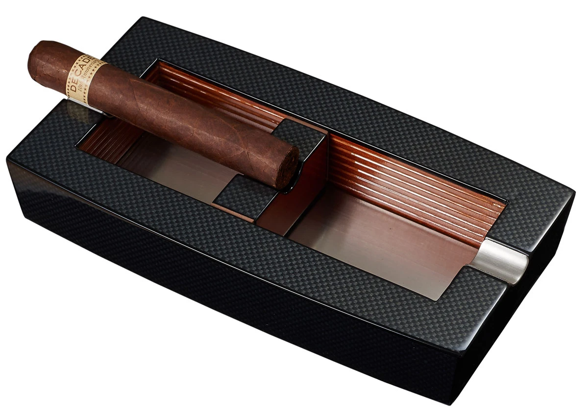 Visol Normandy Carbon Fiber Elongated Ashtray With Adjustable Cigar Rest 3 Visol Normandy Carbon Fiber Elongated Ashtray With Adjustable Cigar Rest