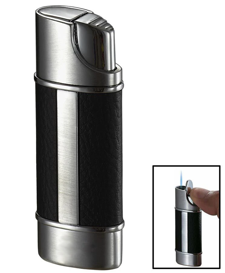 Visol Piccolo Leather And Brushed Chrome Torch Flame Lighter 3 Visol Piccolo Leather And Brushed Chrome Torch Flame Lighter