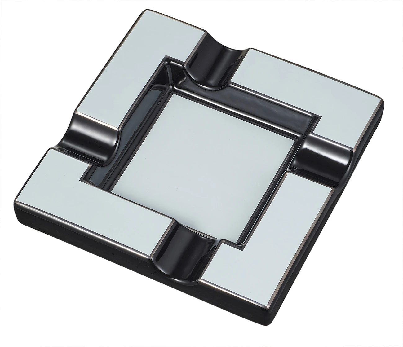 Visol Renner White & Gunmetal Ceramic Cigar Ashtray 4 Visol Renner White & Gunmetal Ceramic Cigar Ashtray - Image 2