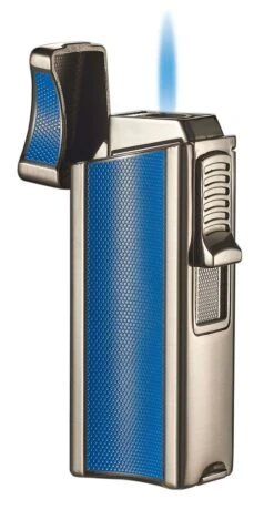 Visol Ridge Blue Single Flame Torch Lighter With Cigar Rest -Elighters Shop visol ridge blue single flame torch lighter with cigar rest 123