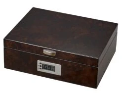 Visol Ridge Dark Burl Varnished Cigar Humidor - Holds Up To 50 Cigars