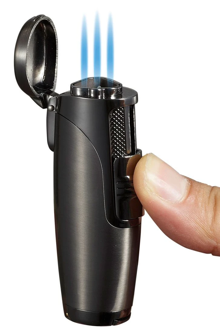 Visol Triad Satin Gunmetal Triple Torch Cigar Flame Lighter 4 Visol Triad Satin Gunmetal Triple Torch Cigar Flame Lighter - Image 2