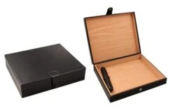Visol Zino Black Leather Travel Humidor - Holds 16 Cigars