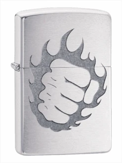 Zippo Fist & Fire Brushed Chrome Lighter