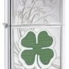 Zippo Four Leaf Clover High Polish Chrome Lighter 2 Zippo Four Leaf Clover High Polish Chrome Lighter -Elighters Shop zippo four leaf clover high polish chrome lighter 41