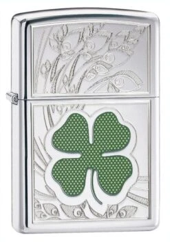 Zippo Four Leaf Clover High Polish Chrome Lighter