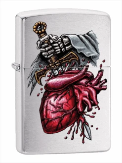 Zippo Goth Sword In The Heart - Brushed Chrome Lighter